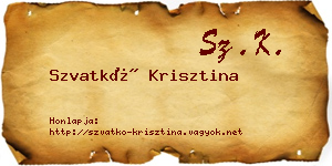 Szvatkó Krisztina névjegykártya